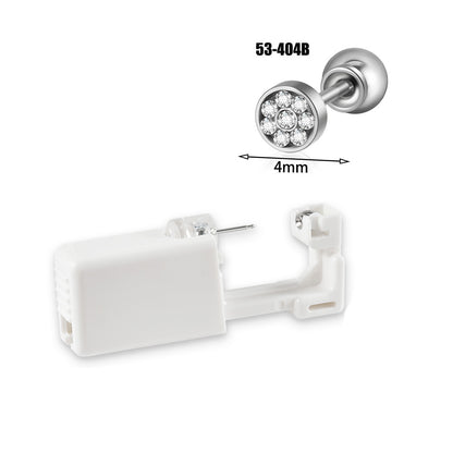 跨境不锈钢一次性耳洞打耳器耳钉花朵蝴蝶锆石头部球座一次打耳枪